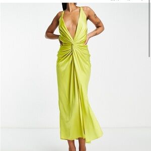Neon Green Maxi dress with Flowing Silhouette